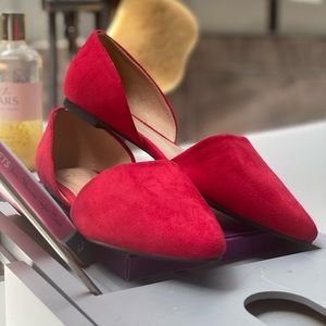 Red suede flats sz 6
